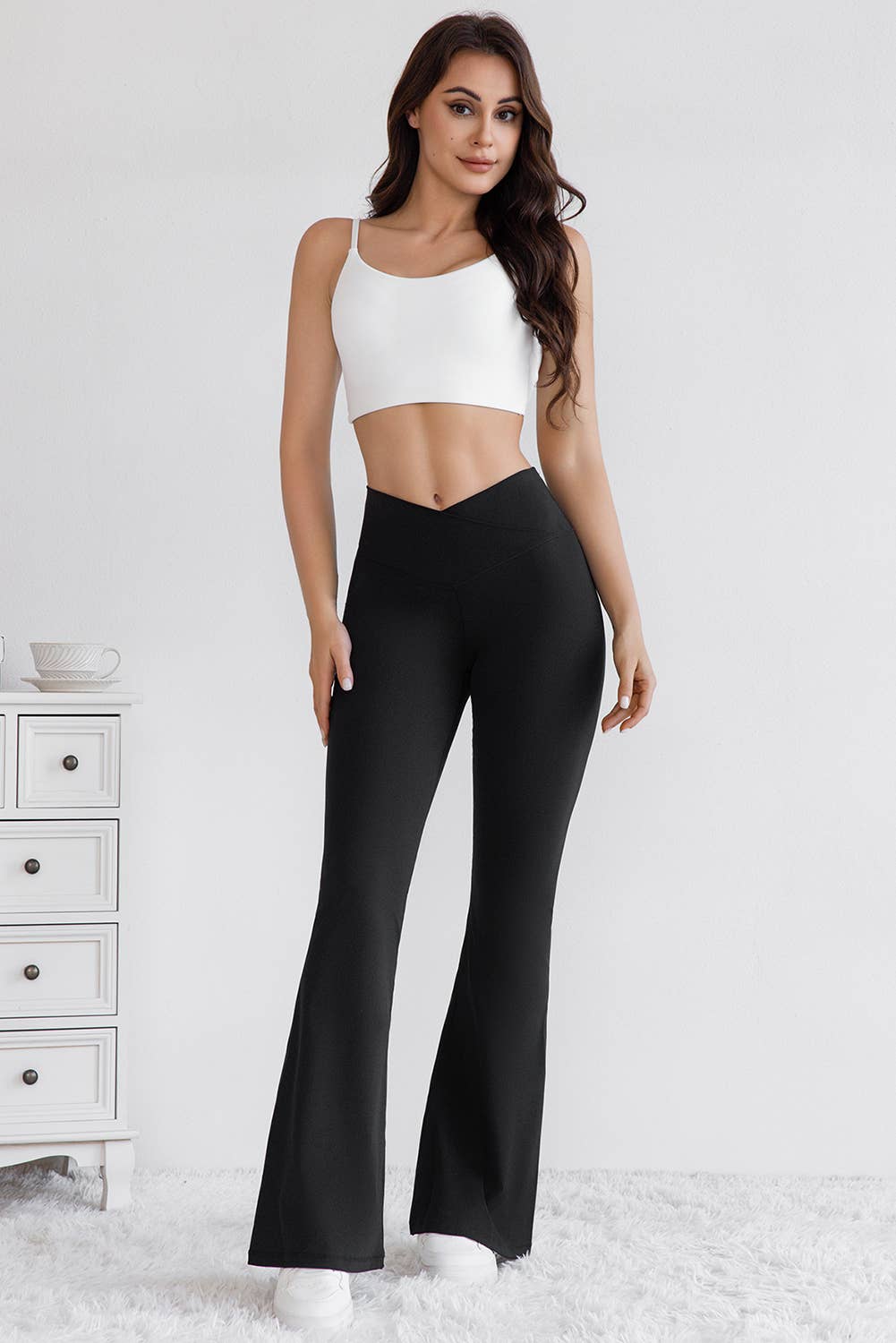 V Crossover High Waist Flared Leggings