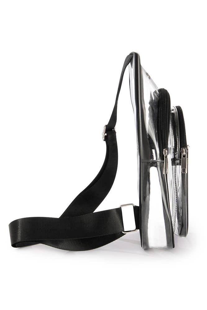 Black Strap Clear Sling Bag MOQ 3pcs ZZKF430