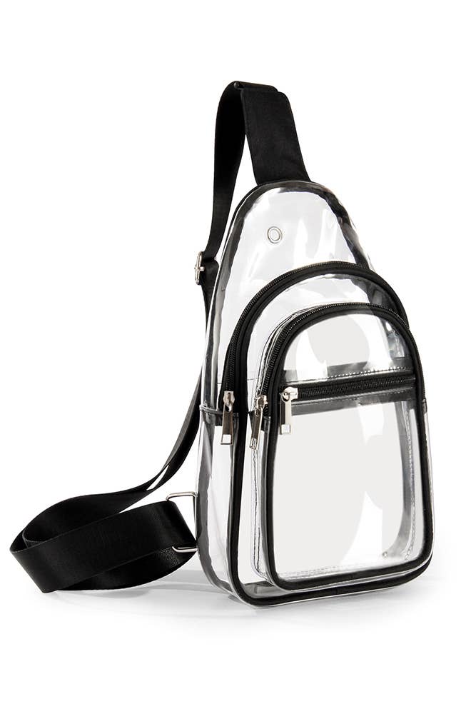 Black Strap Clear Sling Bag MOQ 3pcs ZZKF430