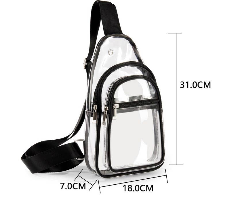 Black Strap Clear Sling Bag MOQ 3pcs ZZKF430
