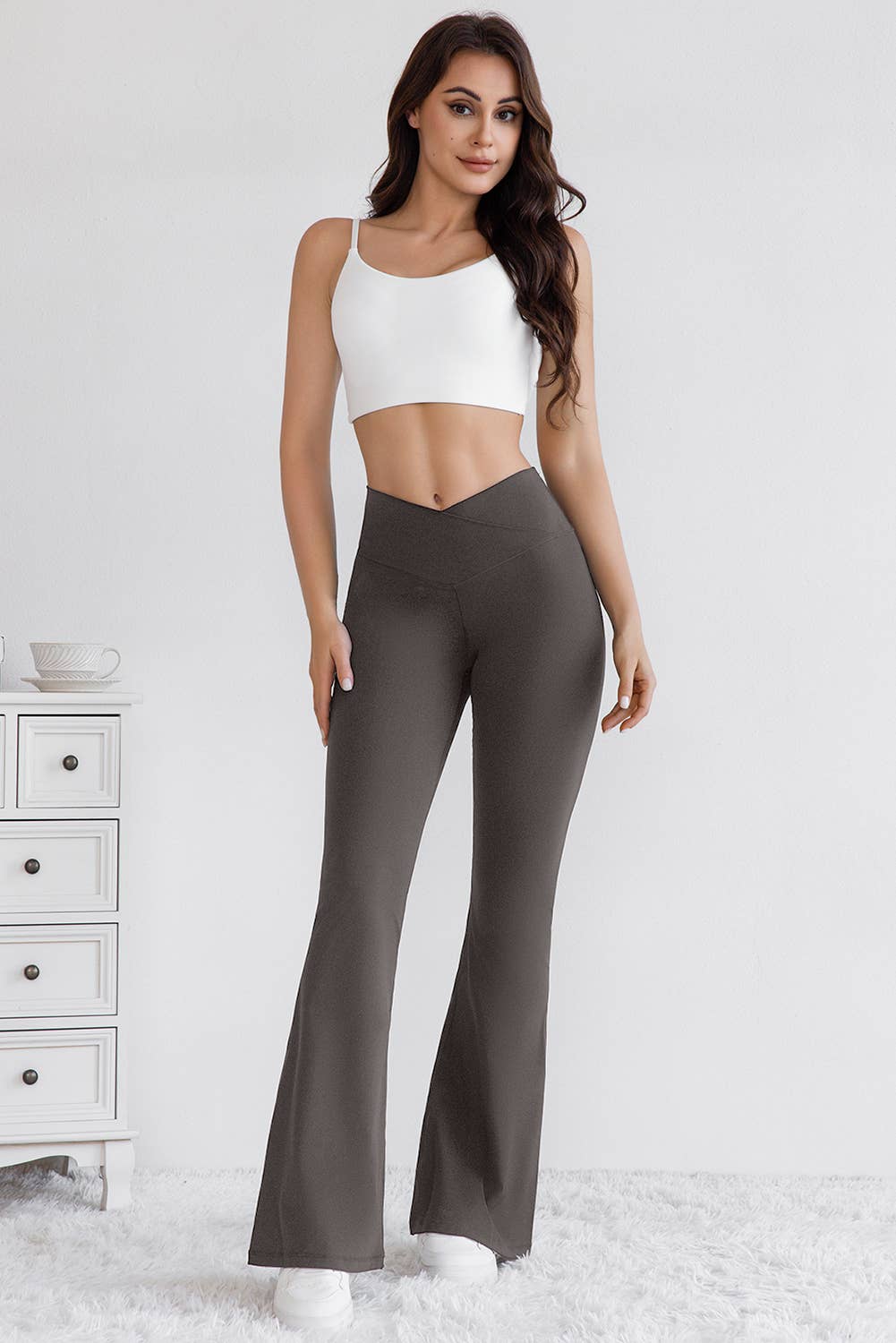 V Crossover High Waist Flared Leggings