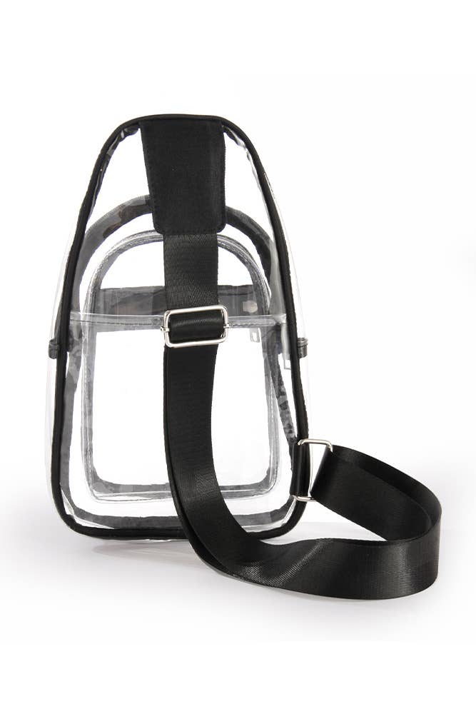 Black Strap Clear Sling Bag MOQ 3pcs ZZKF430