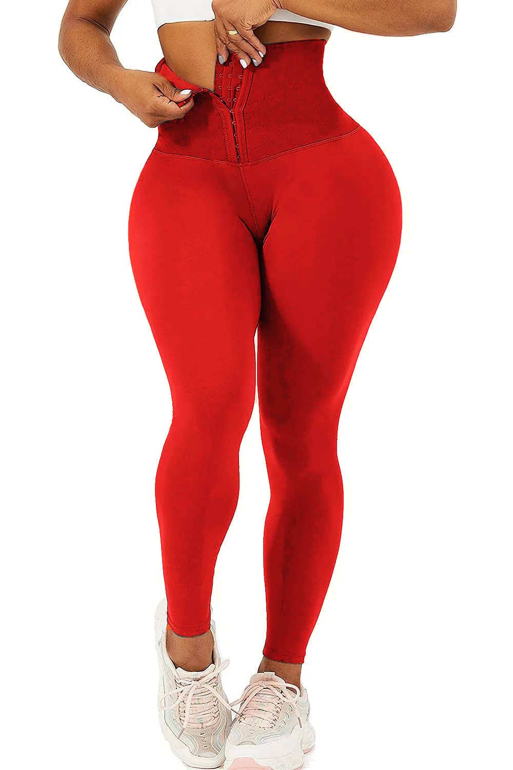 Solid color high waist body shaper toning faja yoga leggings