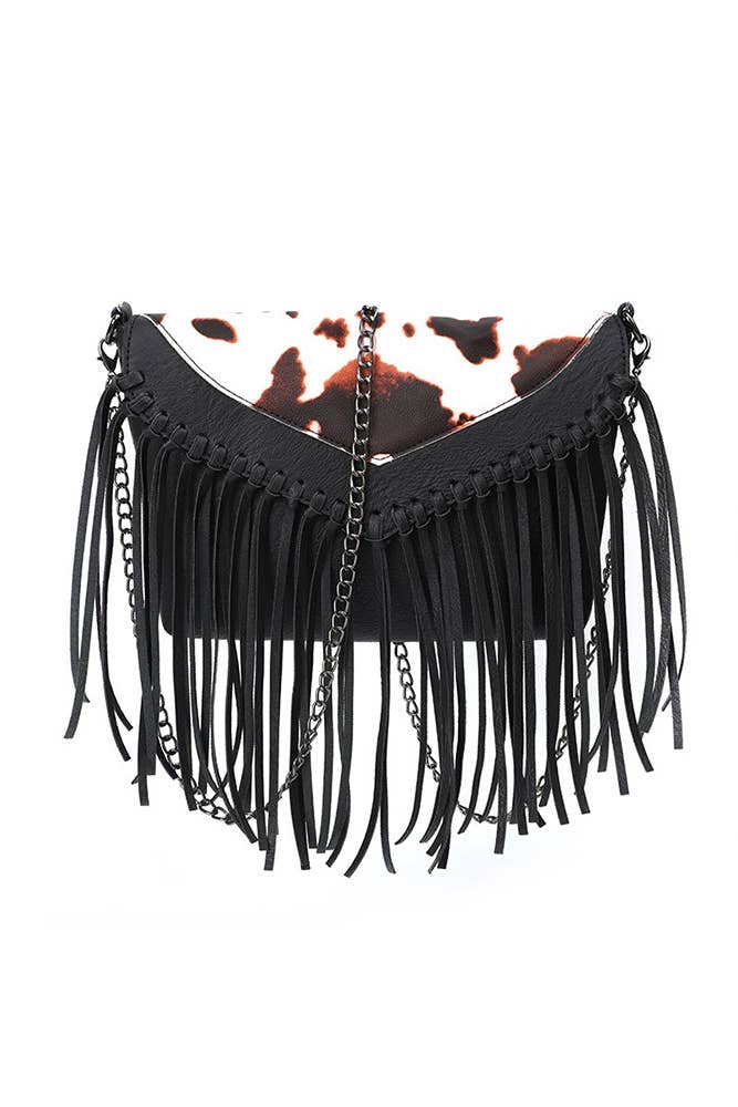Leopard and Cow Print Tassel Envelope Western Crossbody Bag OLY021