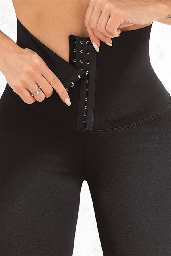 Solid color high waist body shaper toning faja yoga leggings