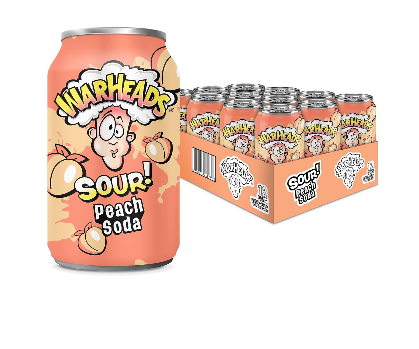 Warheads Sour Soda Peach 12 Oz Can