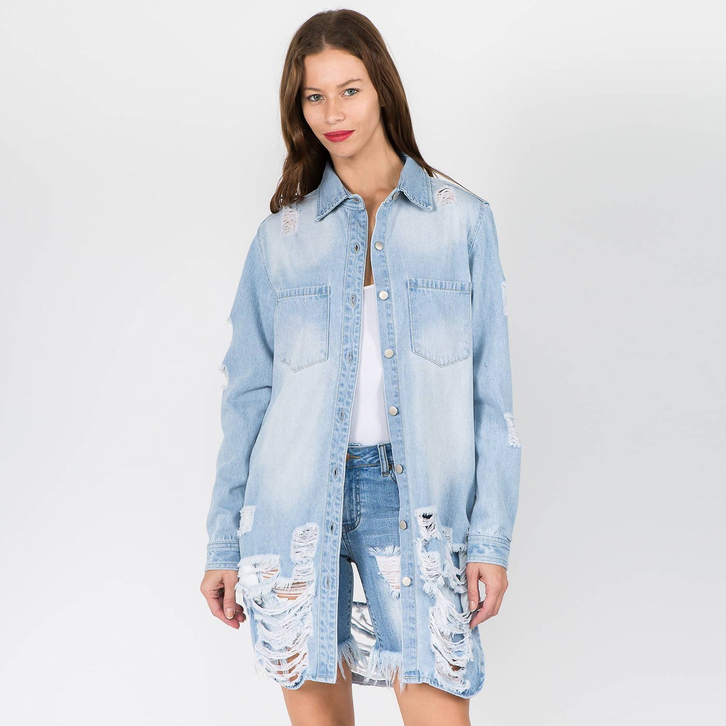LONG LENGTH DENIM SHIRTS JACKET-RJK3712SI