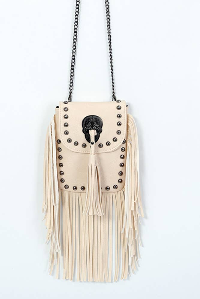Rivet and Tassel Crossbody Messenger Bag deadly auntie bag