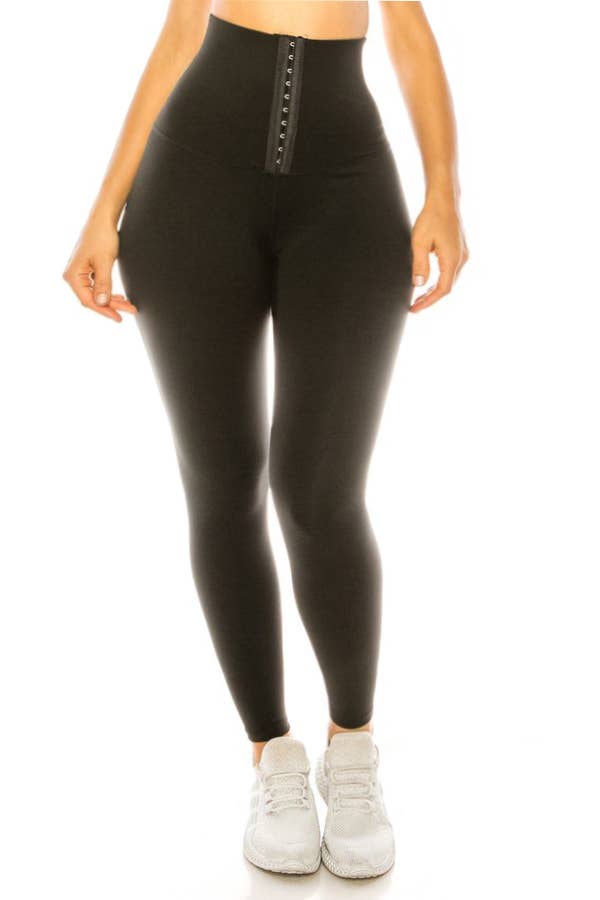 Solid color high waist body shaper toning faja yoga leggings