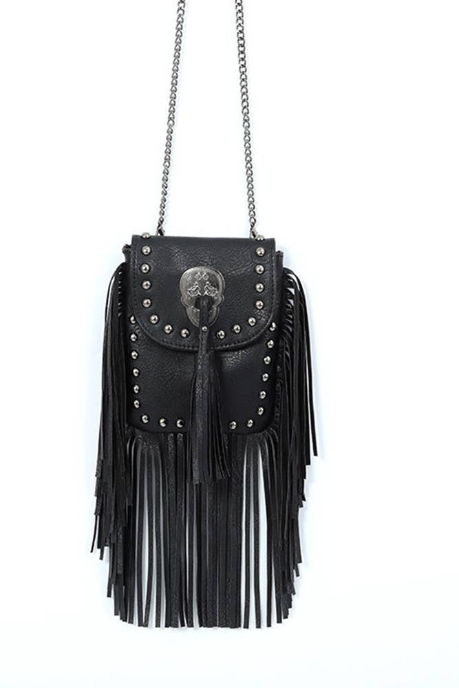 Rivet and Tassel Crossbody Messenger Bag deadly auntie bag