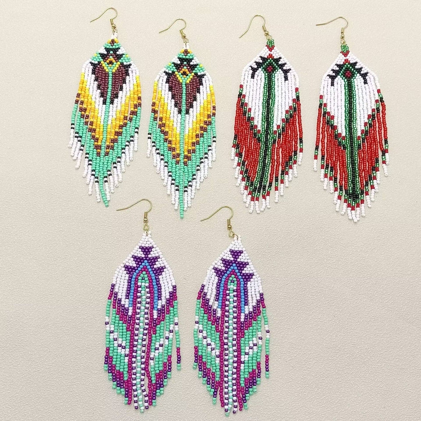 Multi Style Boho Seed Beads Fringe Earrings - BJ/SB