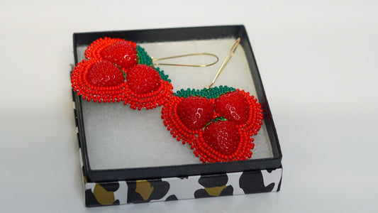 Strawberry Beaded Earrings