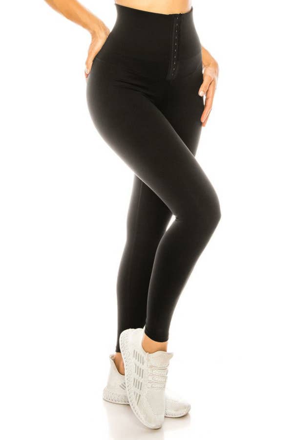 Solid color high waist body shaper toning faja yoga leggings