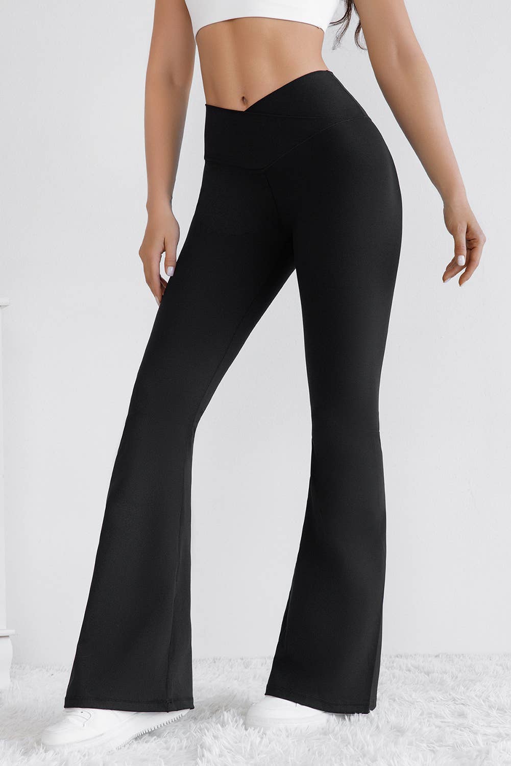 V Crossover High Waist Flared Leggings
