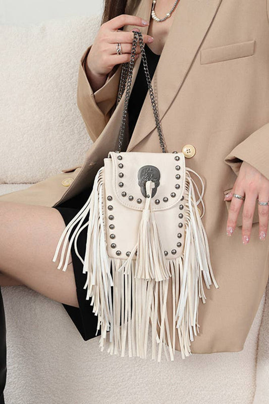 Rivet and Tassel Crossbody Messenger Bag deadly auntie bag