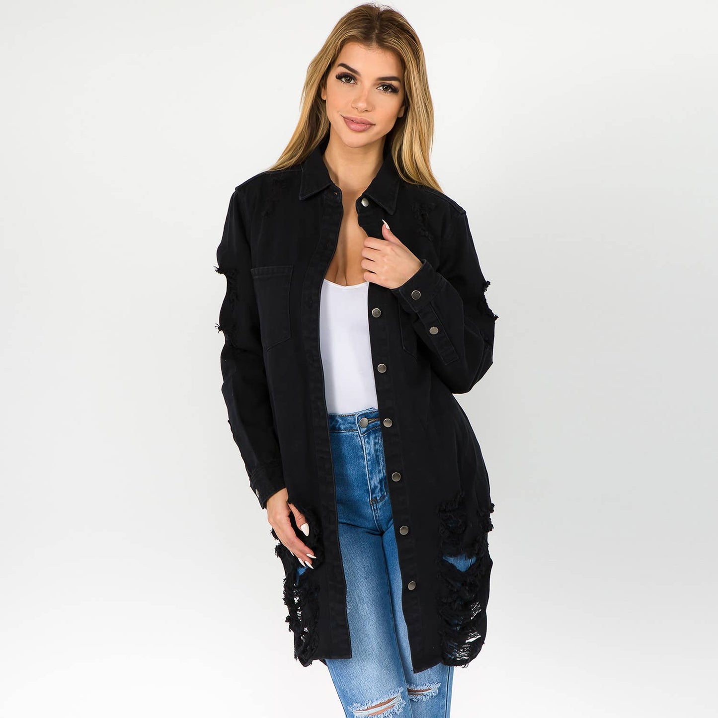 LONG LENGTH DENIM SHIRTS JACKET-RJK3712SI