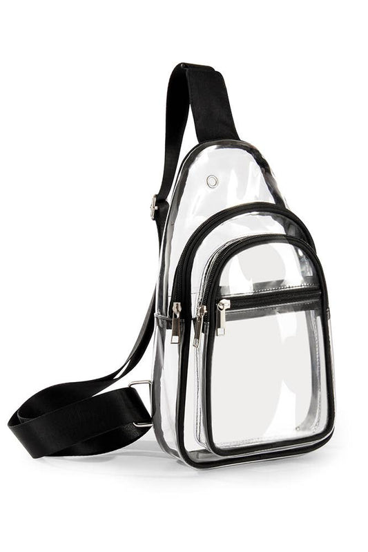 Black Strap Clear Sling Bag MOQ 3pcs ZZKF430