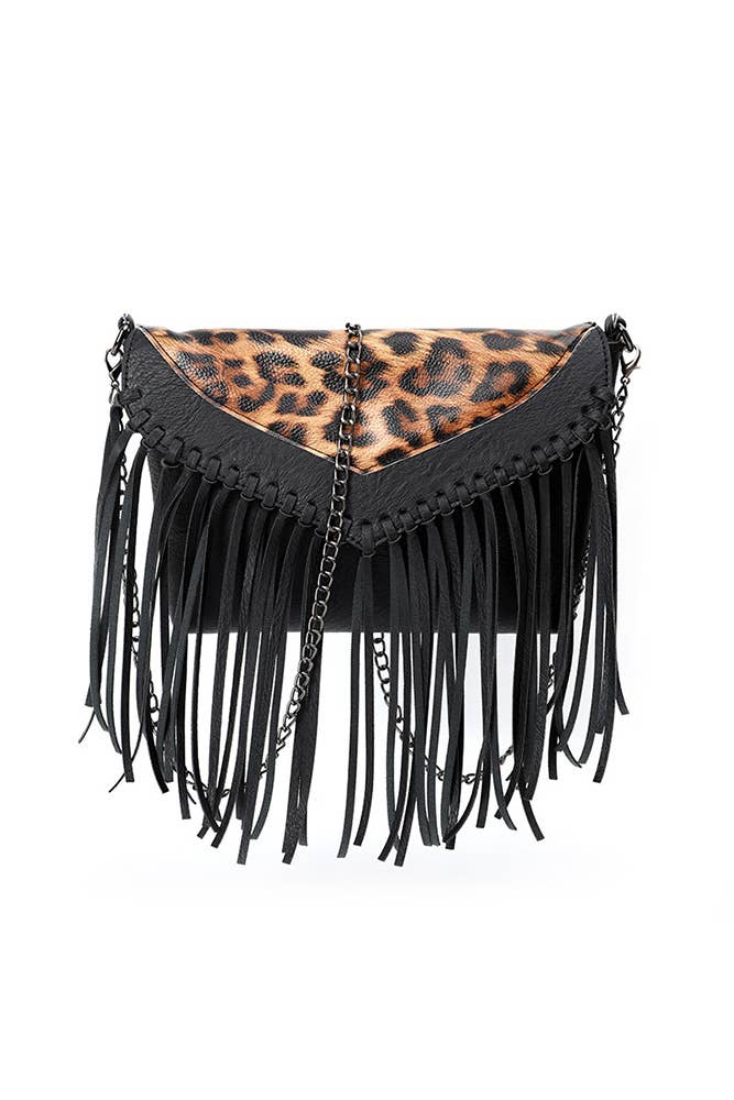 Leopard and Cow Print Tassel Envelope Western Crossbody Bag OLY021