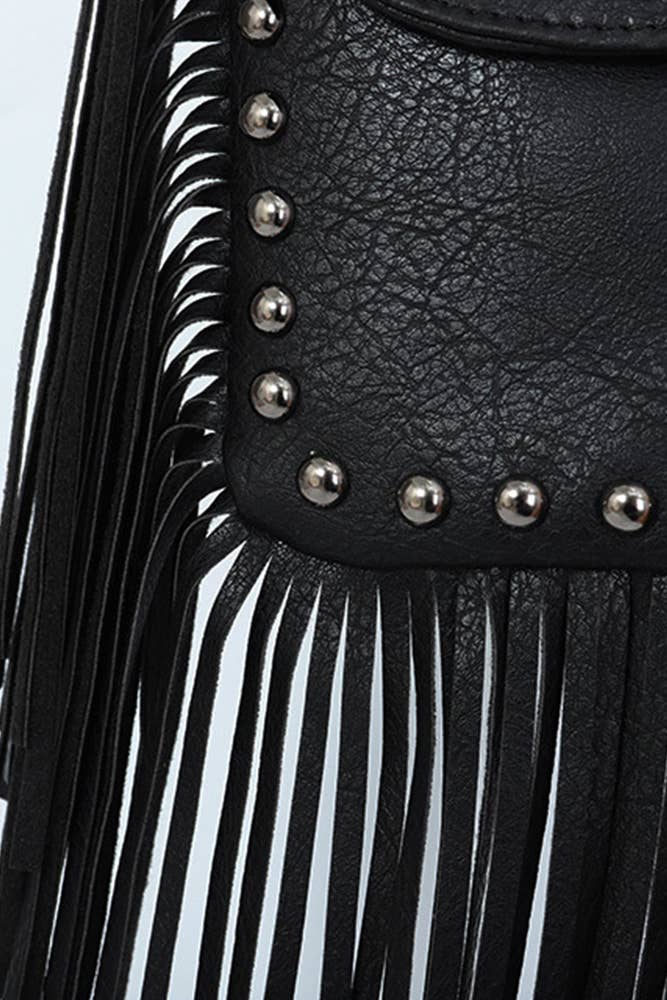 Rivet and Tassel Crossbody Messenger Bag deadly auntie bag