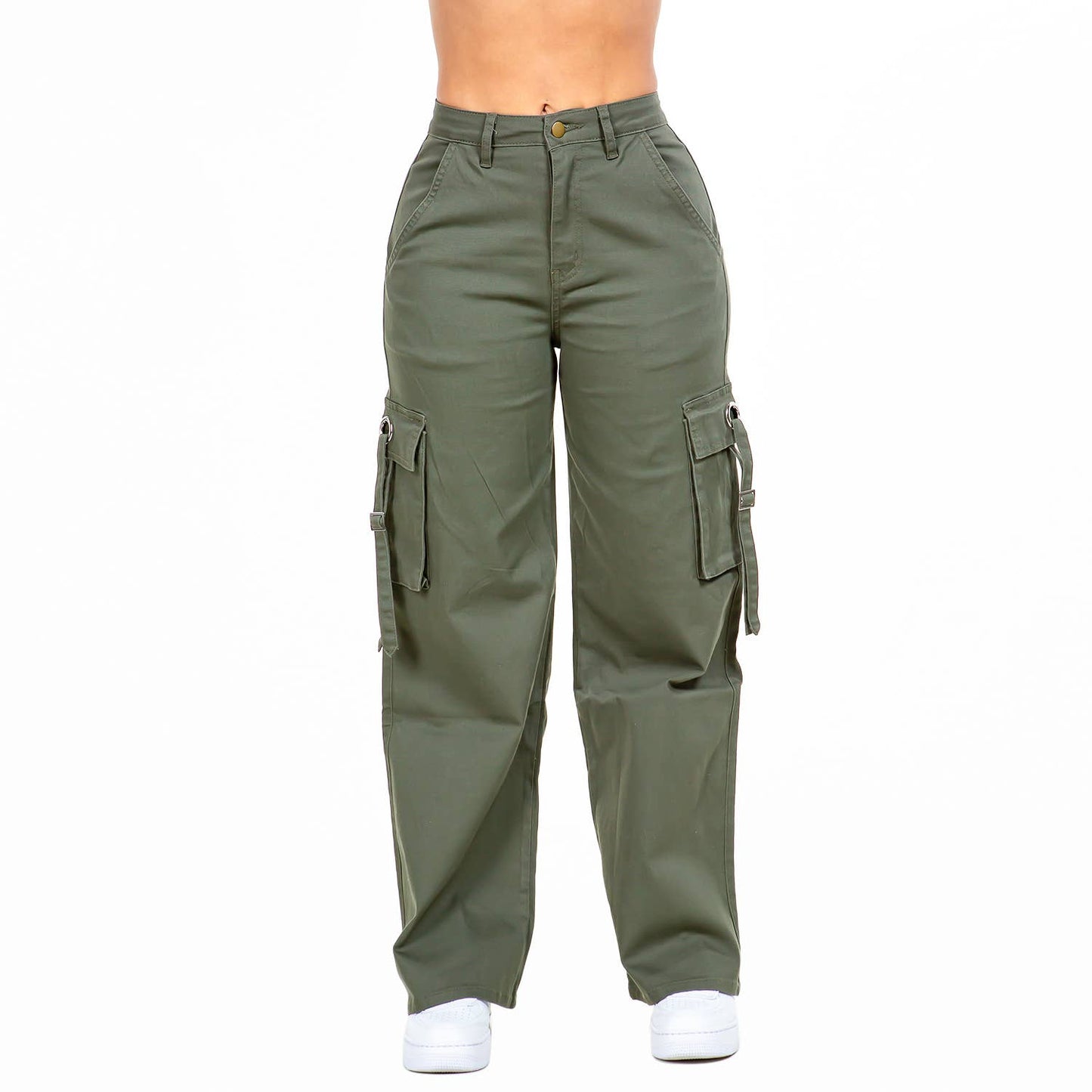 WIDE LEG CARGO POCKET PANTS-RJH20697