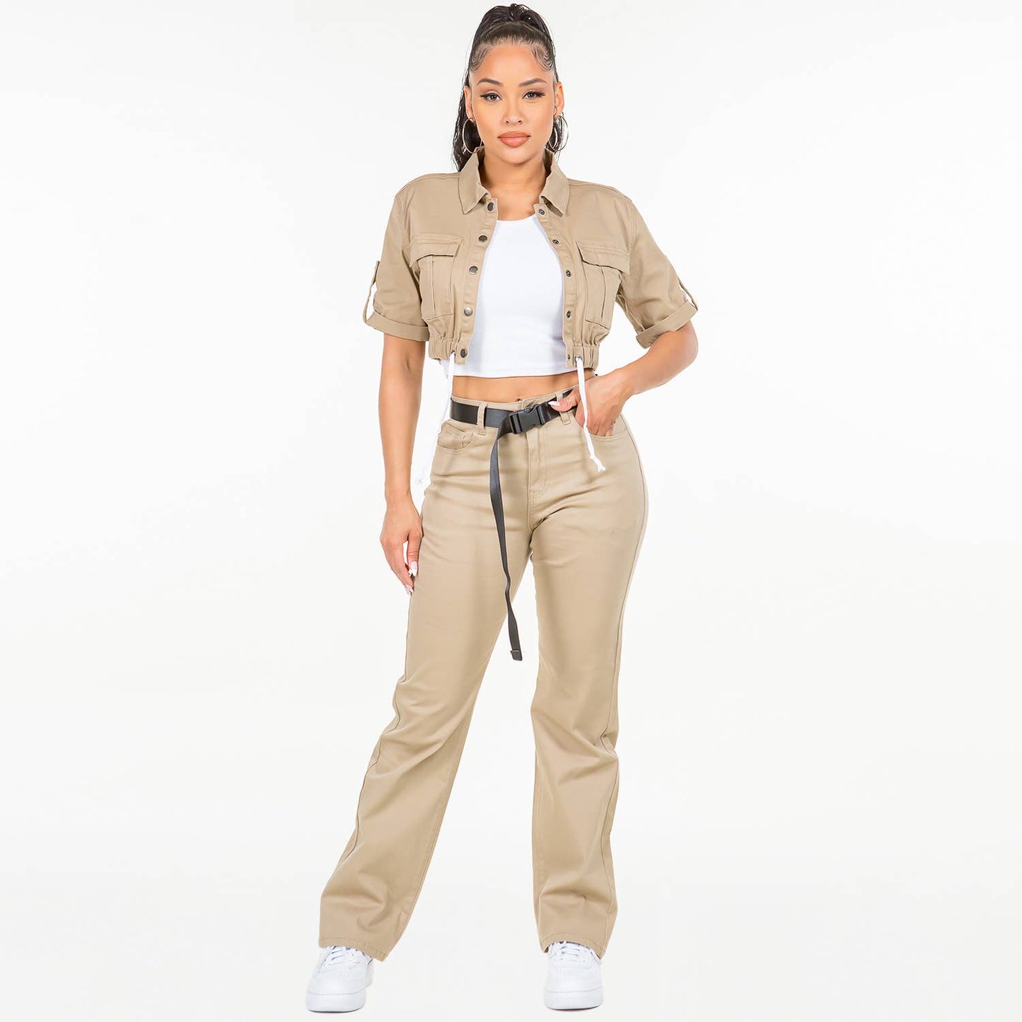 HIGH WAIST SLIM STRAIGHT PANTS - RJH20687