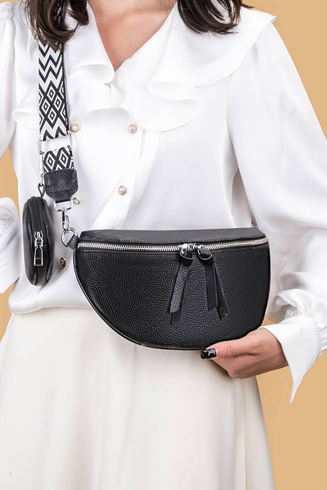 Zipper Leather Crossbody Bag ZK434