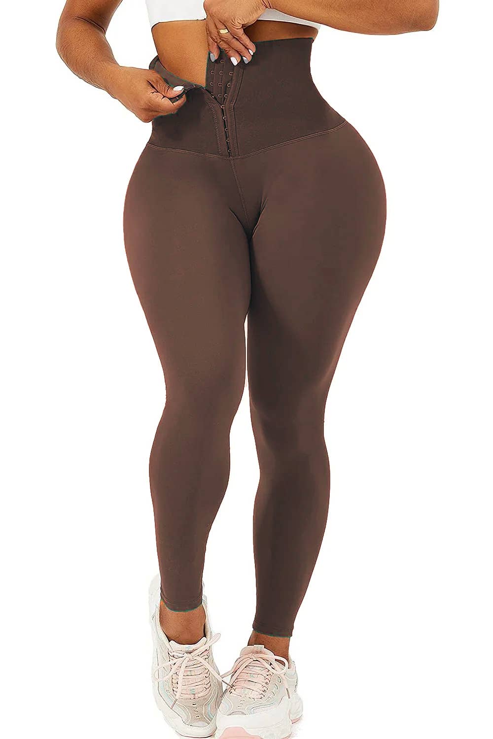Solid color high waist body shaper toning faja yoga leggings