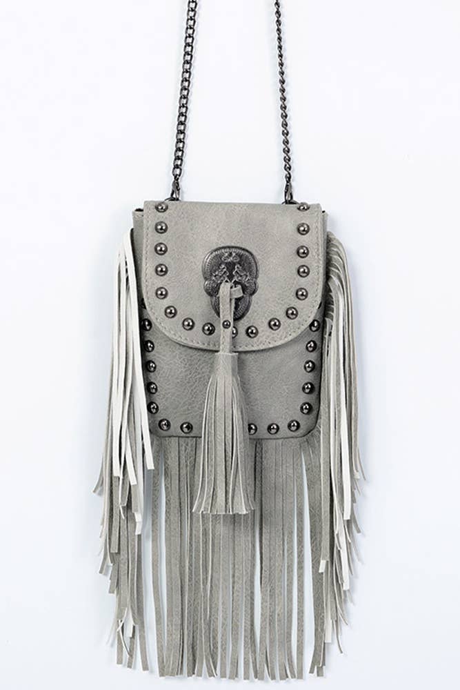 Rivet and Tassel Crossbody Messenger Bag deadly auntie bag