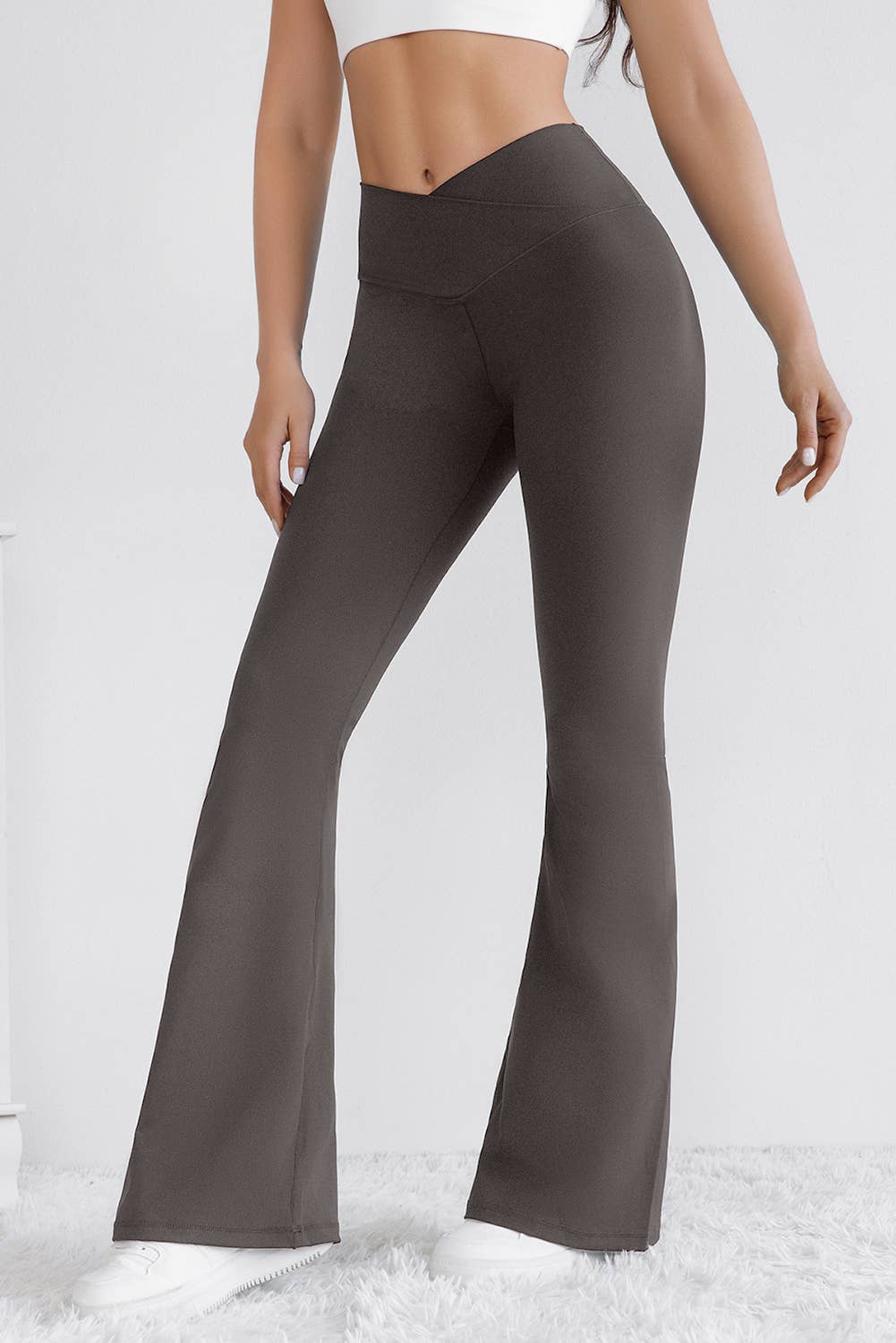 V Crossover High Waist Flared Leggings