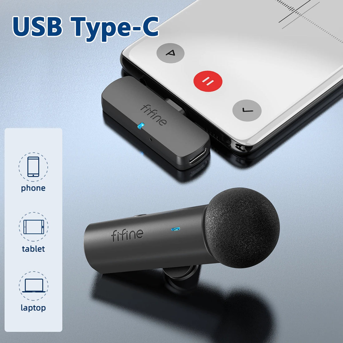 FIFINE Wireless Lavalier Recording Type-C Microphone