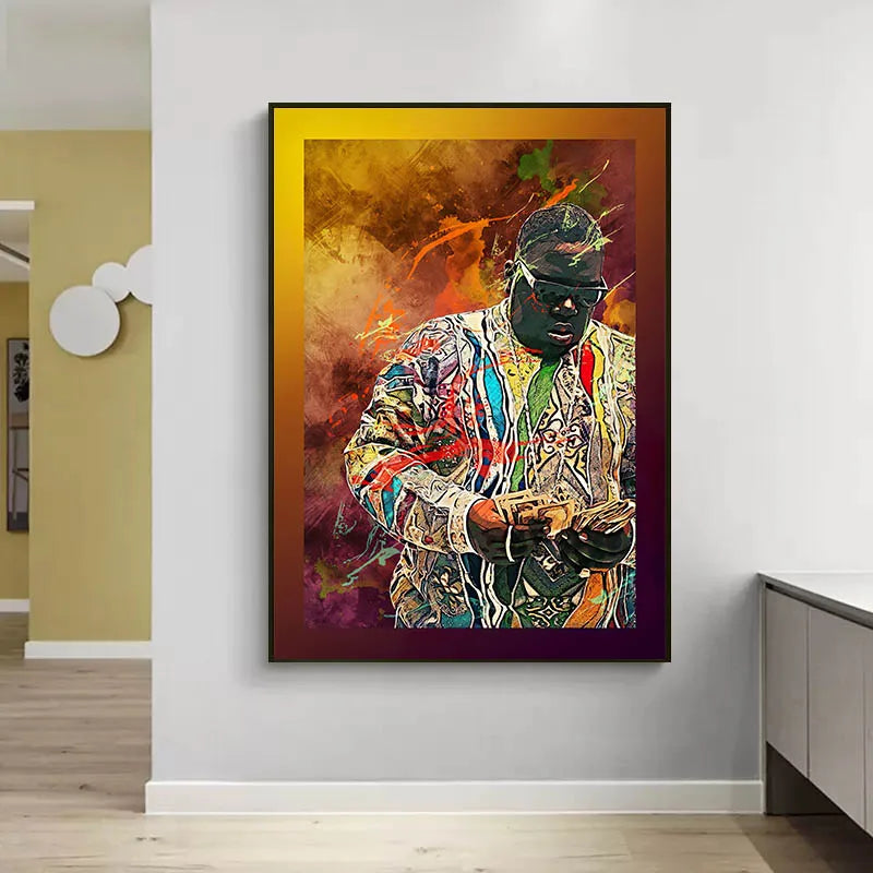 Abstract Graffiti Art Singer Tupac Hip Hop Portrait Poster Canvas Painting