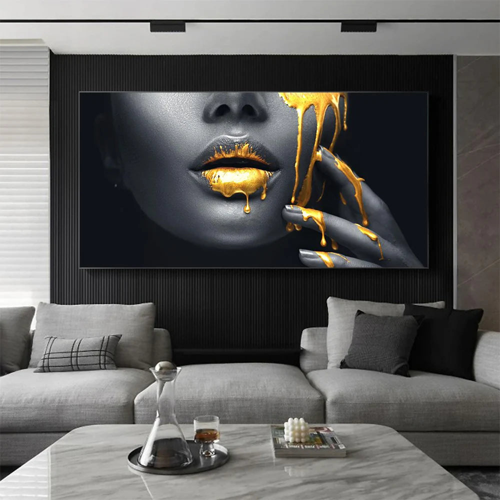 Fashion Luxury Wall Art Woman Lips Poster Canvas Painting Pictures