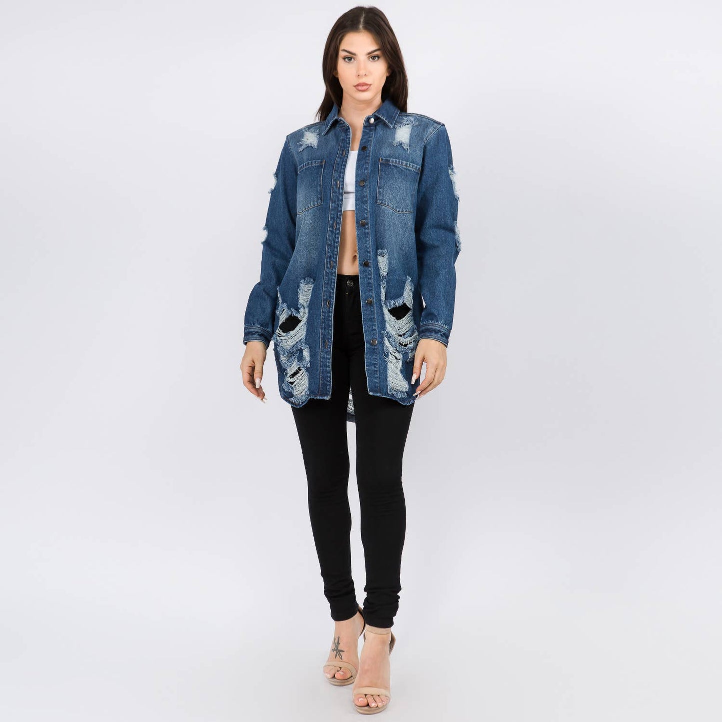 LONG LENGTH DENIM SHIRTS JACKET-RJK3712SI