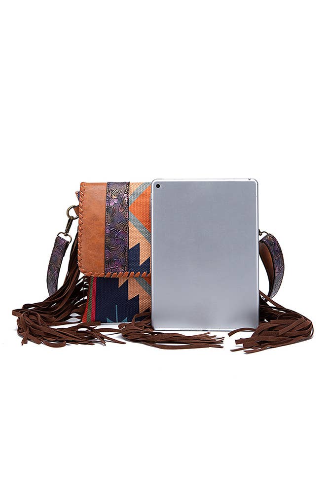 Aztec Knit Tassel Trim Tote Crossbody Western Bag MOQ 3pcs MG018