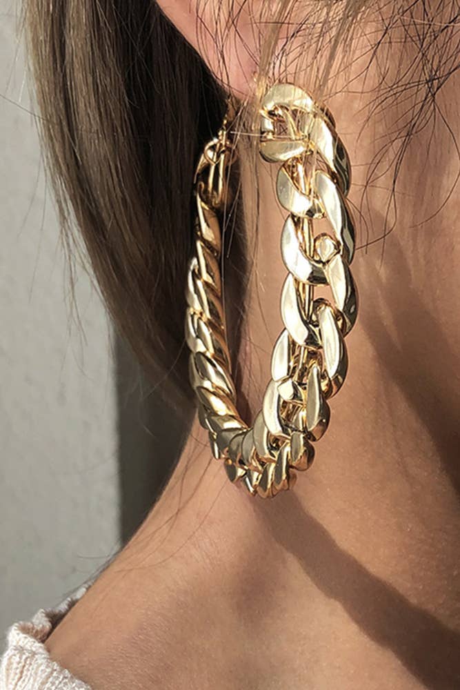 Gold Chain Round Earrings MOQ 5pcs XD020