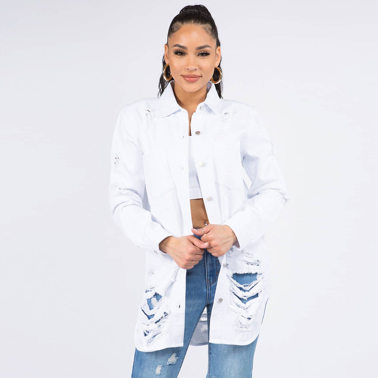 LONG LENGTH DENIM SHIRTS JACKET-RJK3712SI