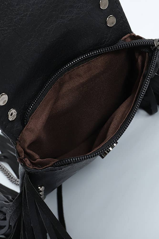 Rivet and Tassel Crossbody Messenger Bag deadly auntie bag