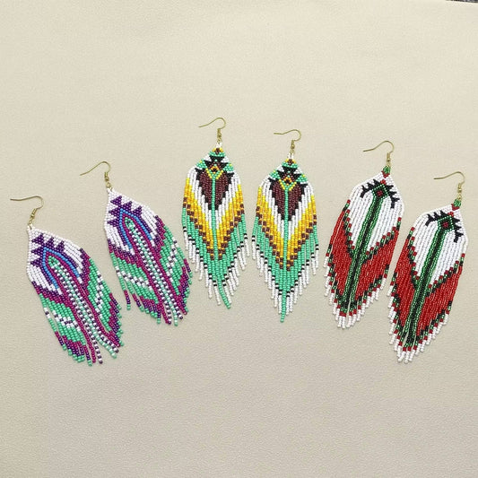Multi Style Boho Seed Beads Fringe Earrings - BJ/SB