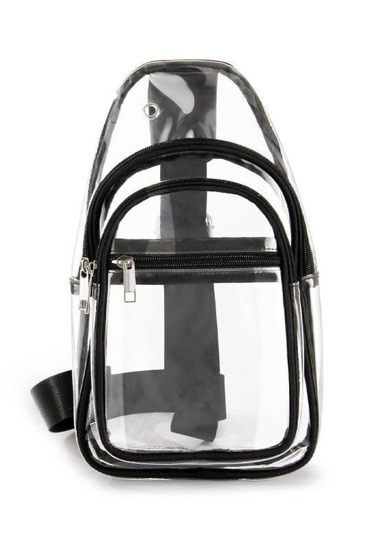 Black Strap Clear Sling Bag MOQ 3pcs ZZKF430
