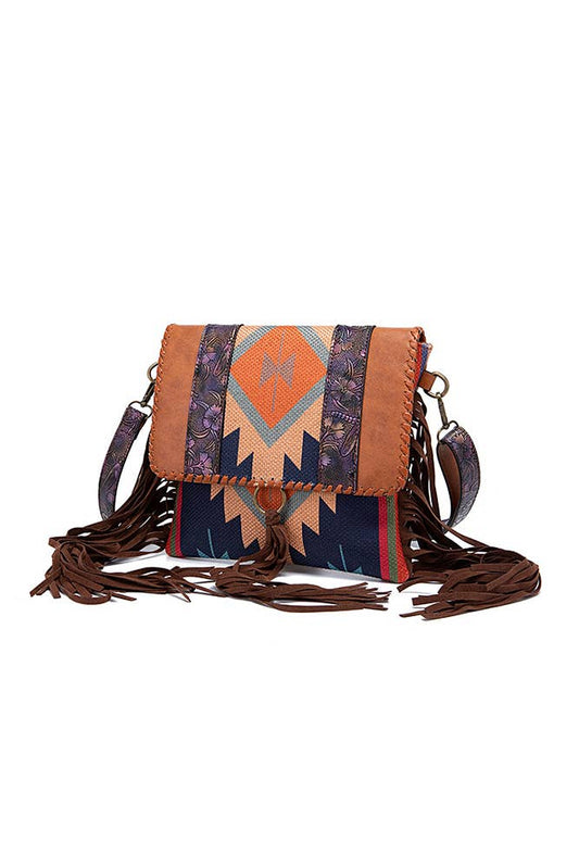 Aztec Knit Tassel Trim Tote Crossbody Western Bag MOQ 3pcs MG018