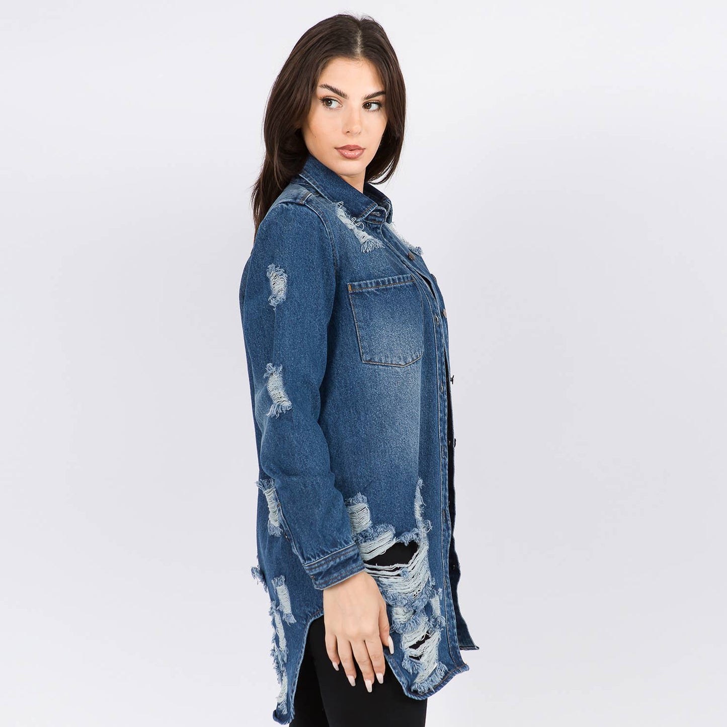 LONG LENGTH DENIM SHIRTS JACKET-RJK3712SI