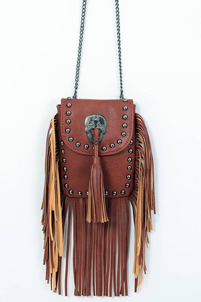 Rivet and Tassel Crossbody Messenger Bag deadly auntie bag