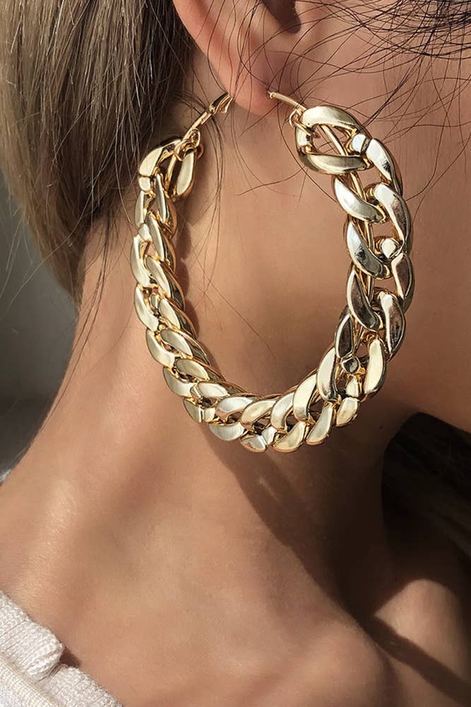 Gold Chain Round Earrings MOQ 5pcs XD020