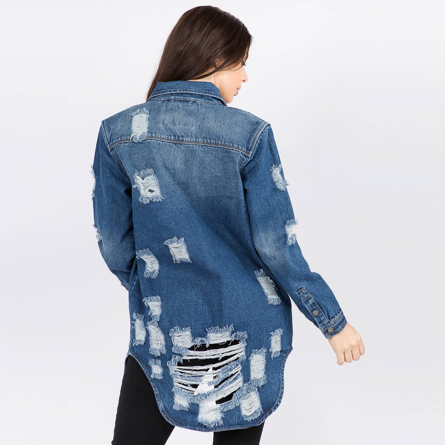 LONG LENGTH DENIM SHIRTS JACKET-RJK3712SI