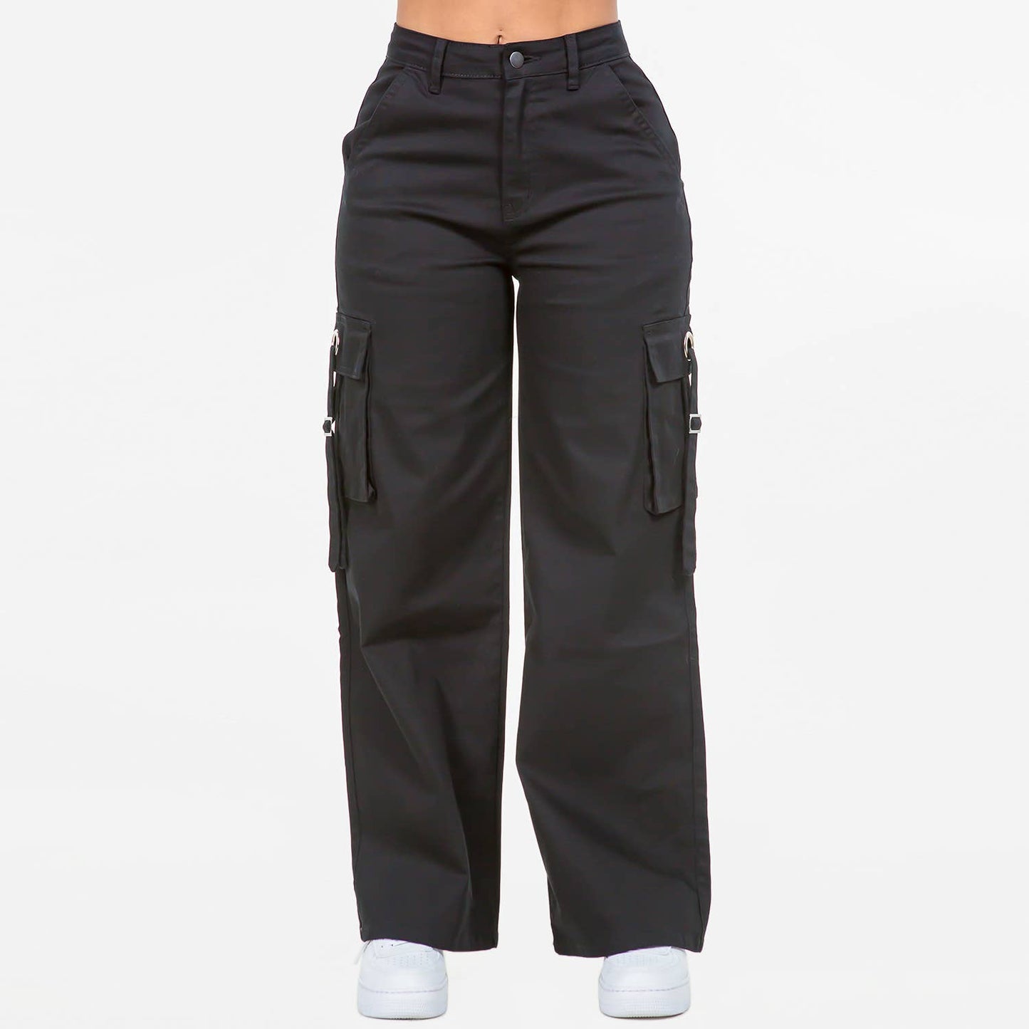 WIDE LEG CARGO POCKET PANTS-RJH20697